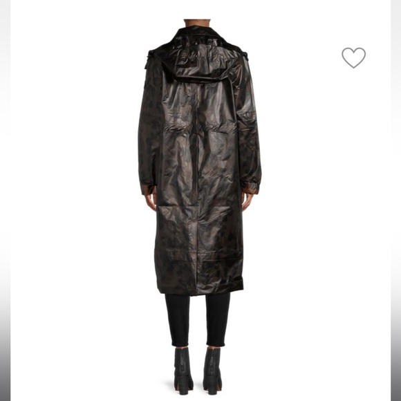NWT TED BAKER Rosalei Brown Translucent Hooded Printed Rain Mac Coat size medium - Picture 3 of 5